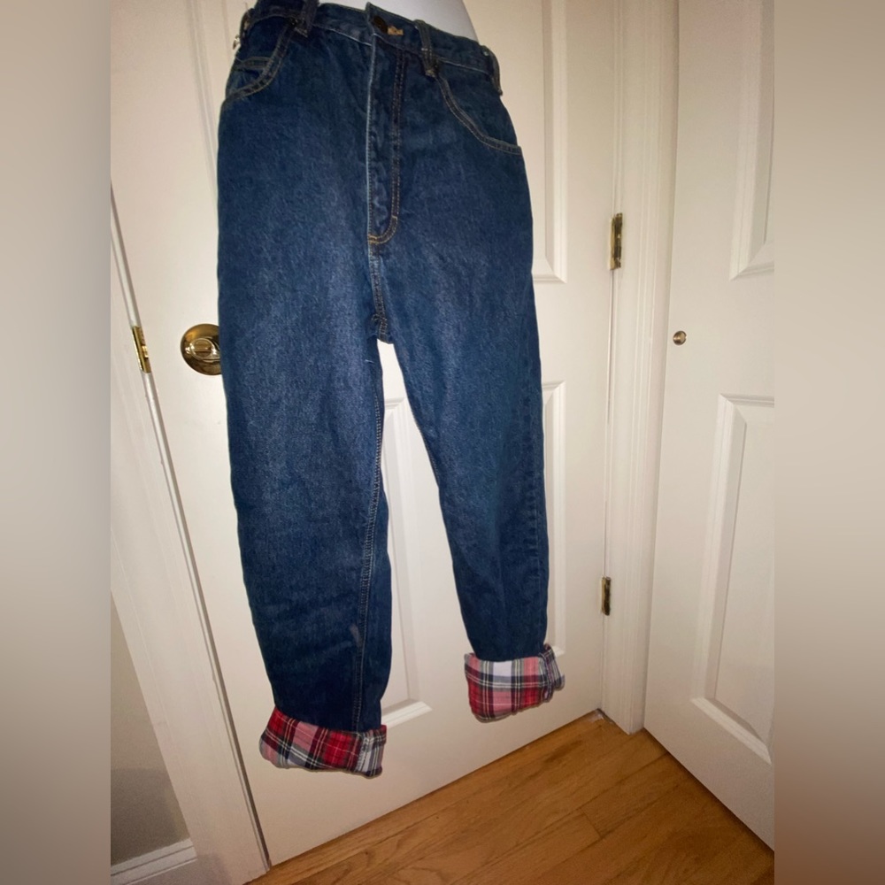 Womens flannel-lined camping jeans. Like new